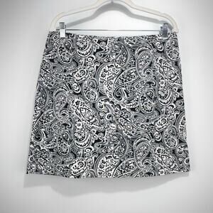Talbots Skirt Size 12 Petite Cotton Bold Statement Paisley Modern Career